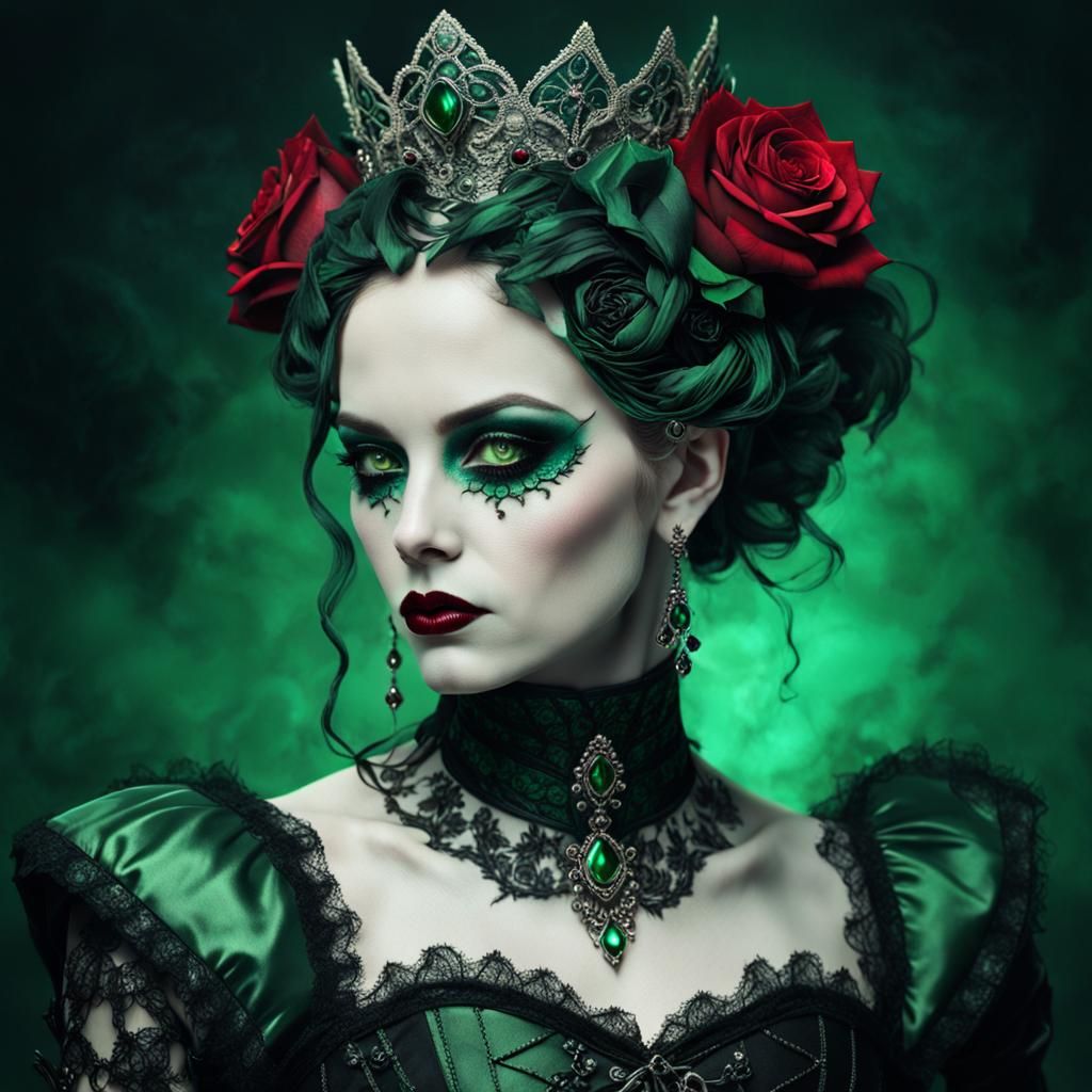 Gothic Victorian Queen Portrait in Dark Fantasy Style