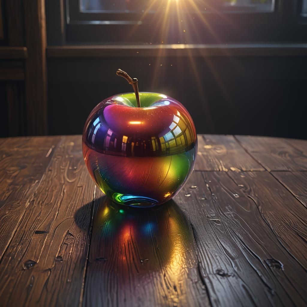 Rainbow Glass Apple Still Life in Oil Painting