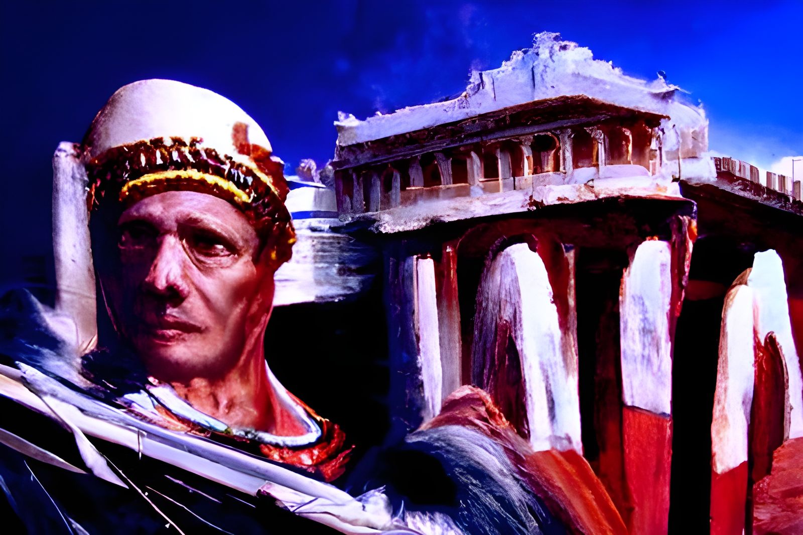 Julius Caesar's Dramatic Speech: Oil Painting