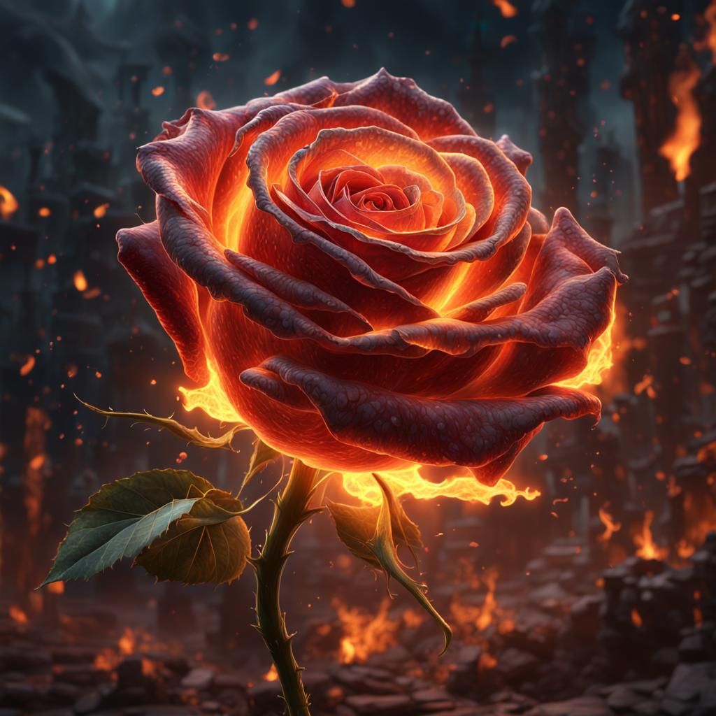 Burning Rose: A Fantastical Digital Painting