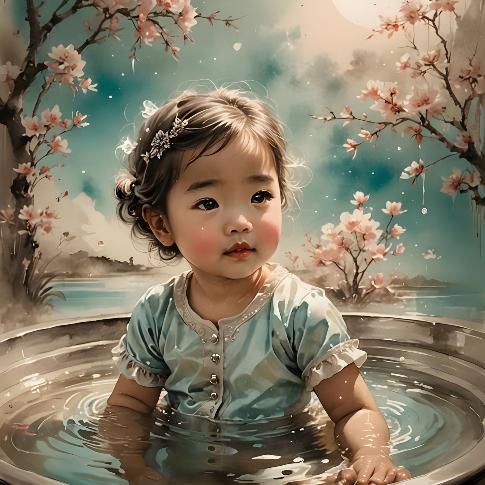 Sumi-e Portrait with Diluted Inks