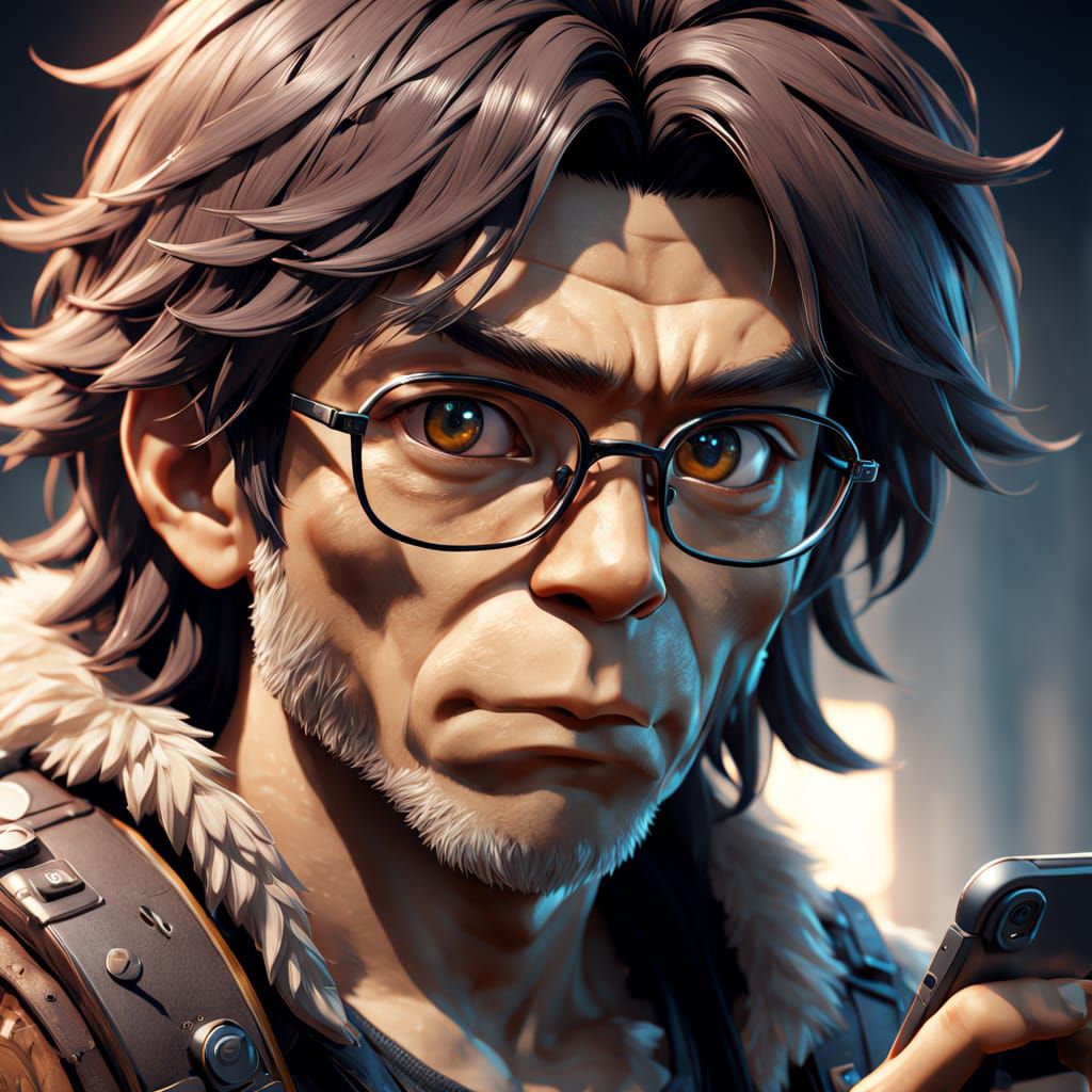 Manga-Style Neanderthal in a Digital World