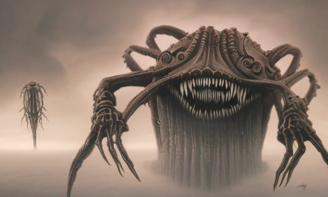 Undead Crab's Gruesome Breakfast in Dark Fantasy Style