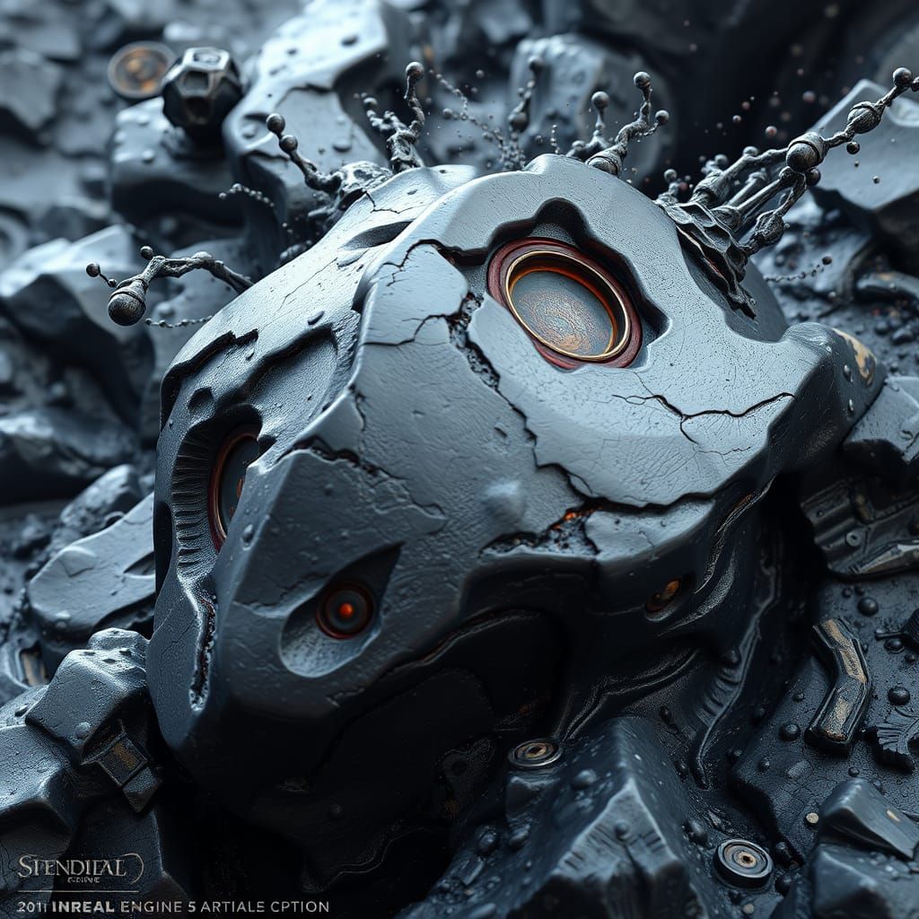 Metal Alloy in Molten Form, Dark Grey, Detailed Matte Painti...