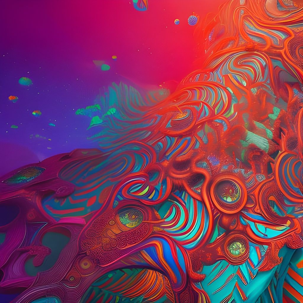 Detailed Psychedelic Pattern in Deep Color