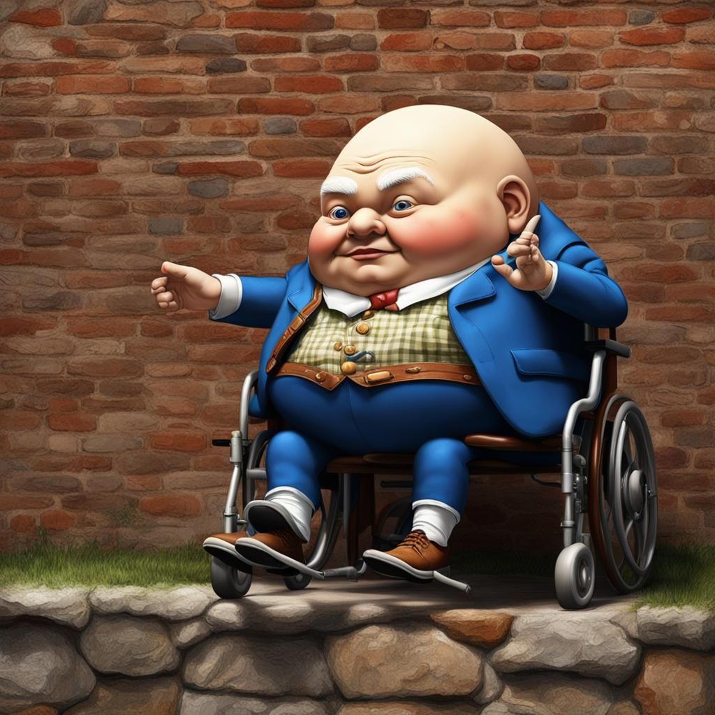 Hyperreal Humpty Dumpty in Wheelchair After the Fall