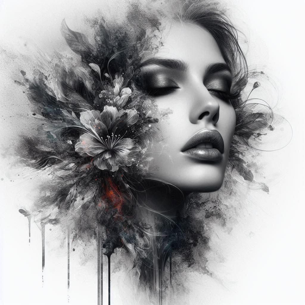 Painting and Charcoal Drawing Composition