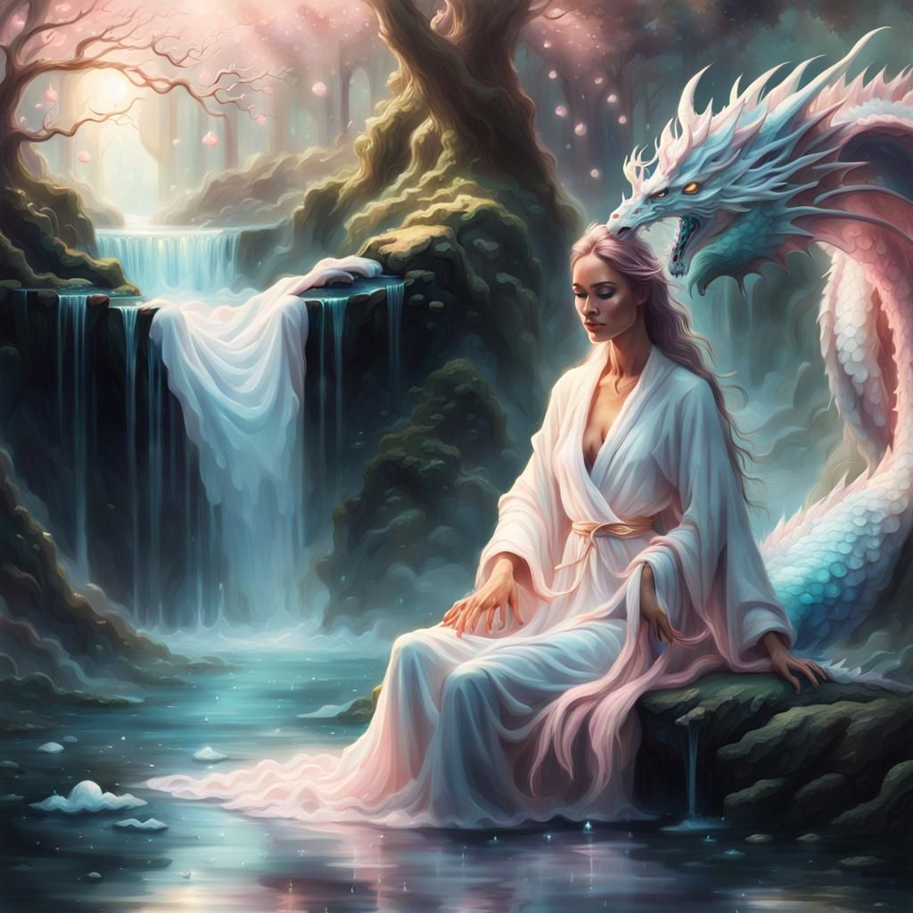 Ethereal Dragon Bath in a Fantasy World