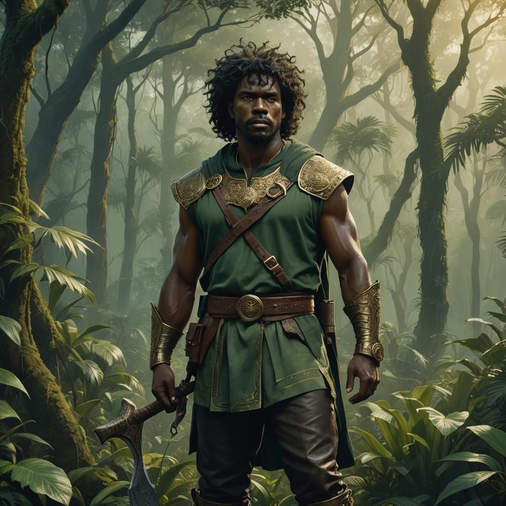 Wise King in Jungle Terrain: Fantasy Matte Painting