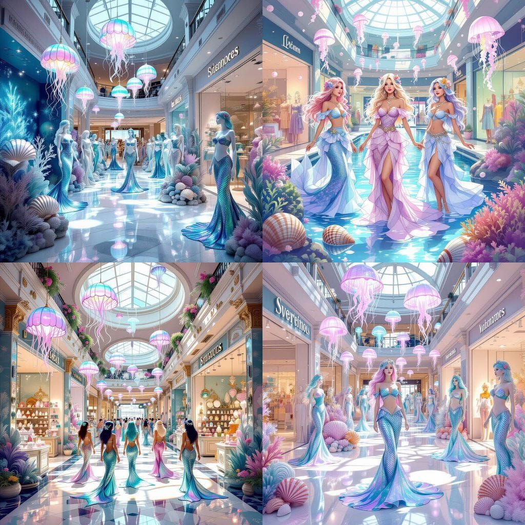 Mermaid Core Shopping Mall with Seashell Decor