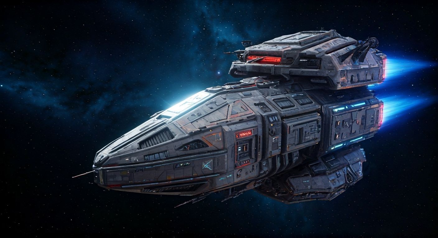 Romulus Spacecraft Soaring Through Cosmic Expanse