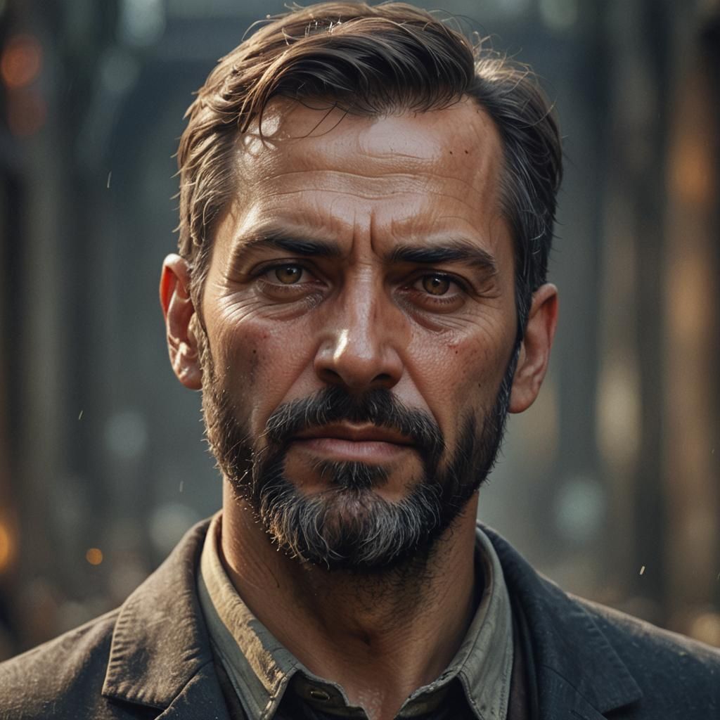 Malicious Man Portrait in Detailed Matte Painting Style