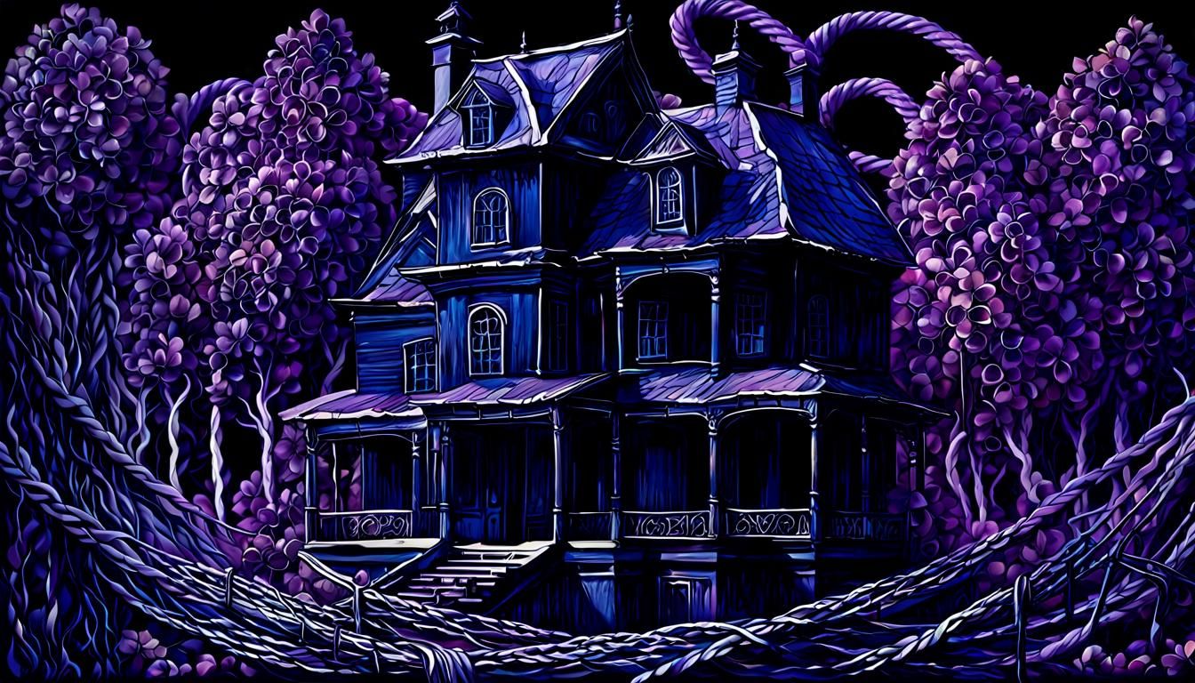 Eerie Skeletal House in Dark Academia Style