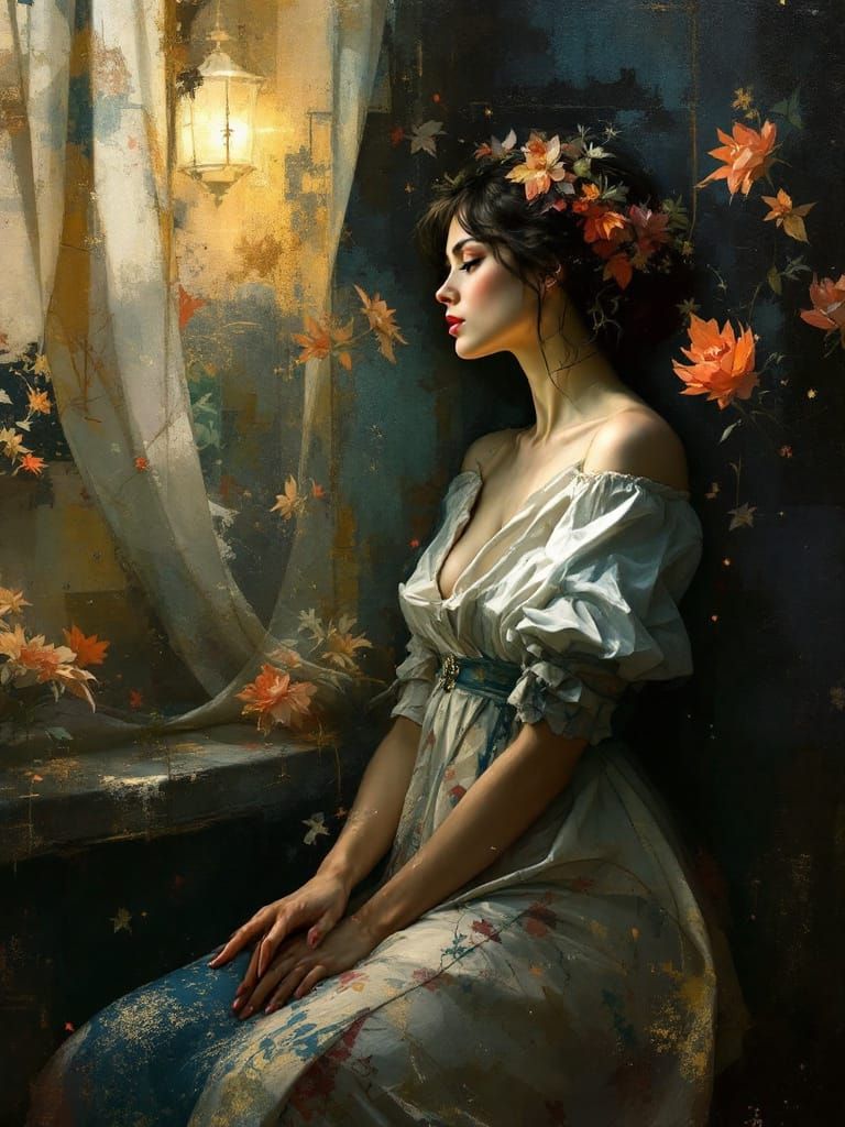 Tonalist Portrait of a Woman in a Turkish Street