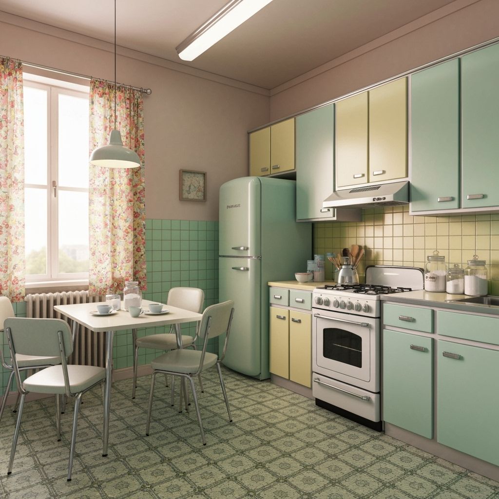 Vintage 1950s Kitchen in Detailed 3D Render