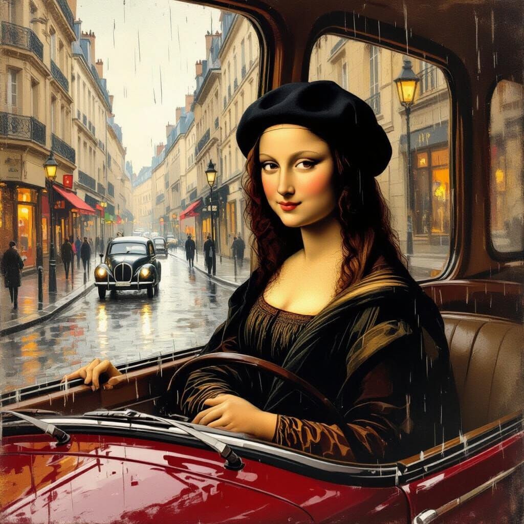 Mona Lisa in Paris: Impressionist Oil Painting