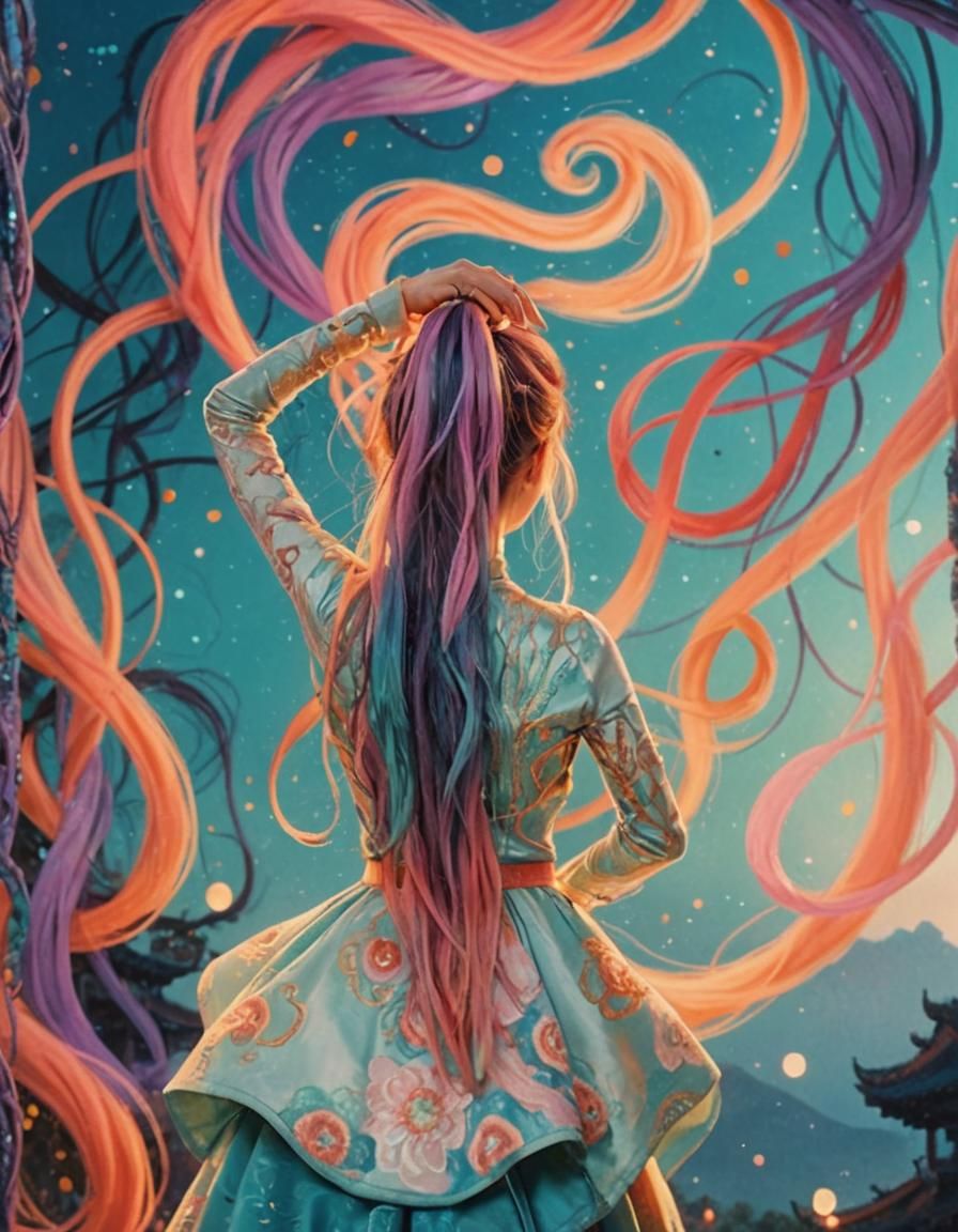 Girl with Ponytail in Fantastical Painterly Style