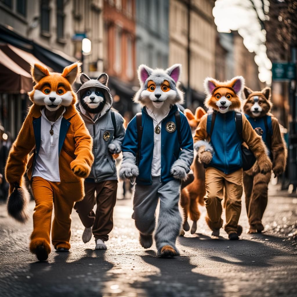 Furries Strolling City Streets: Professional Photography