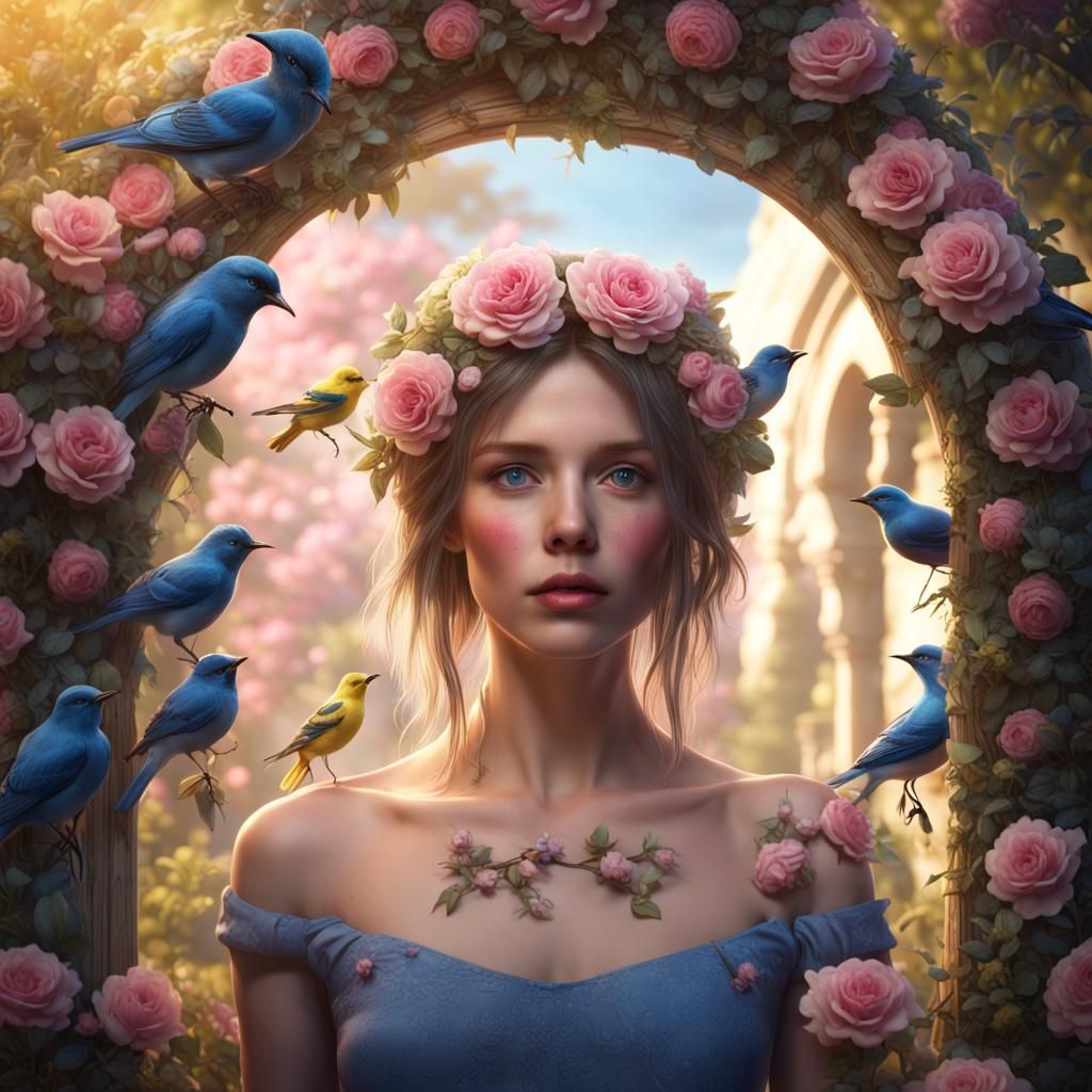 Secret Garden: Girl Among Roses in Fantasy Art