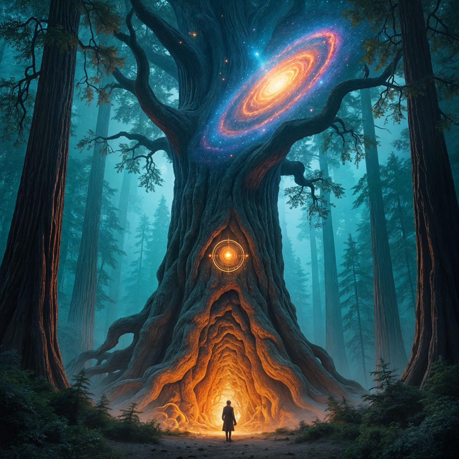 Enchanted Forest Meets Cosmic Abyss in Surreal Realm
