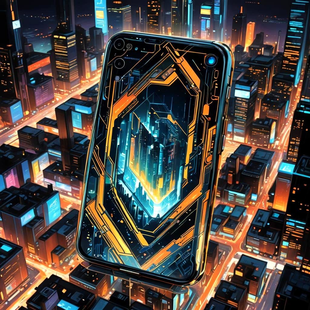 Futuristic Cell Phone Model in Detailed Matte Painting