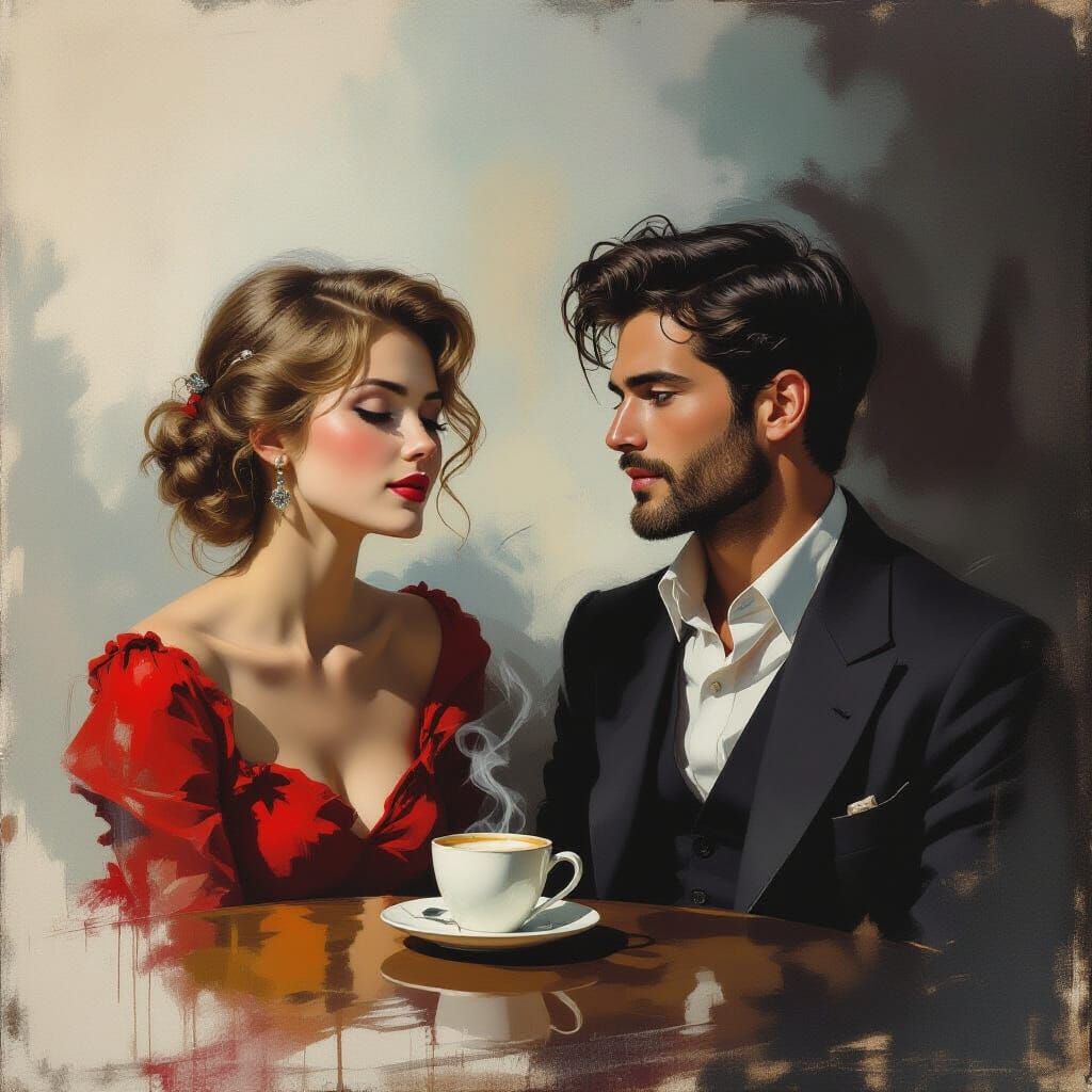 Fantasy Art with Expressive Brushwork and Mimeograph Aesthet...