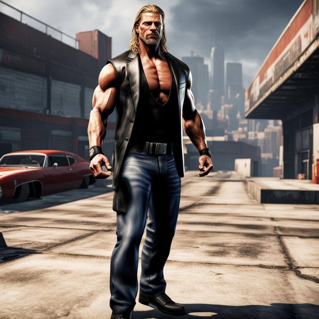 WWE Edge as GTA Character in Hyperrealistic Style