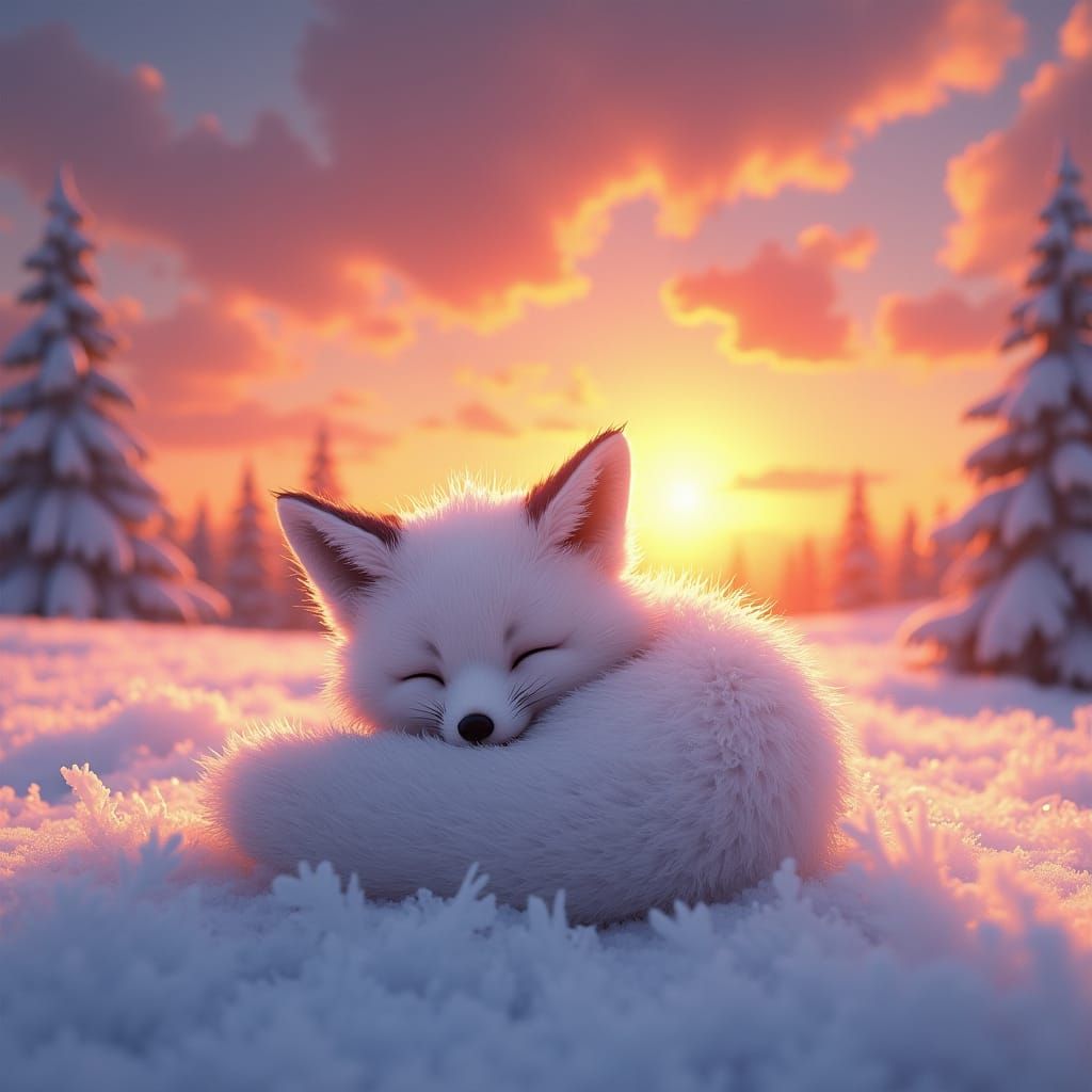 Surreal Fantasy Fox in Sunset Glow