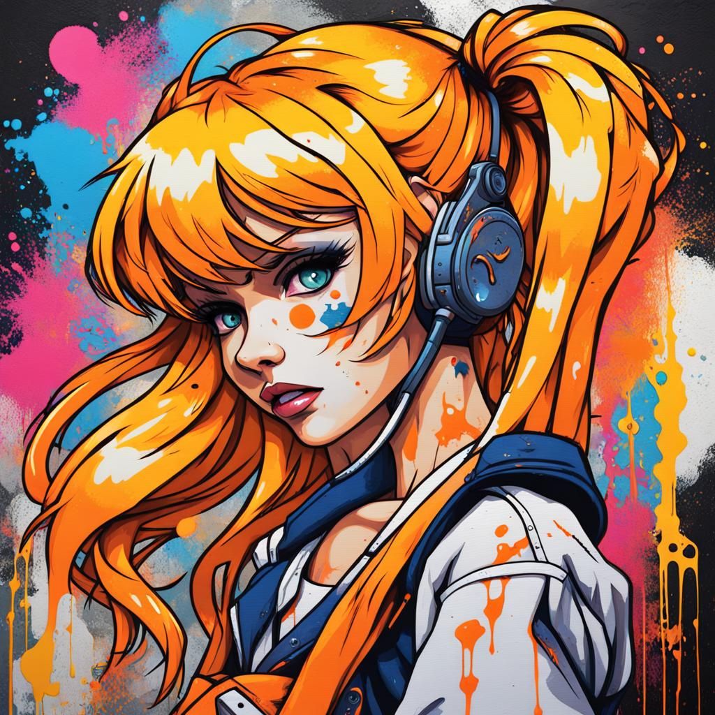 Punk rocker Sailor Venus graffiti bomb style