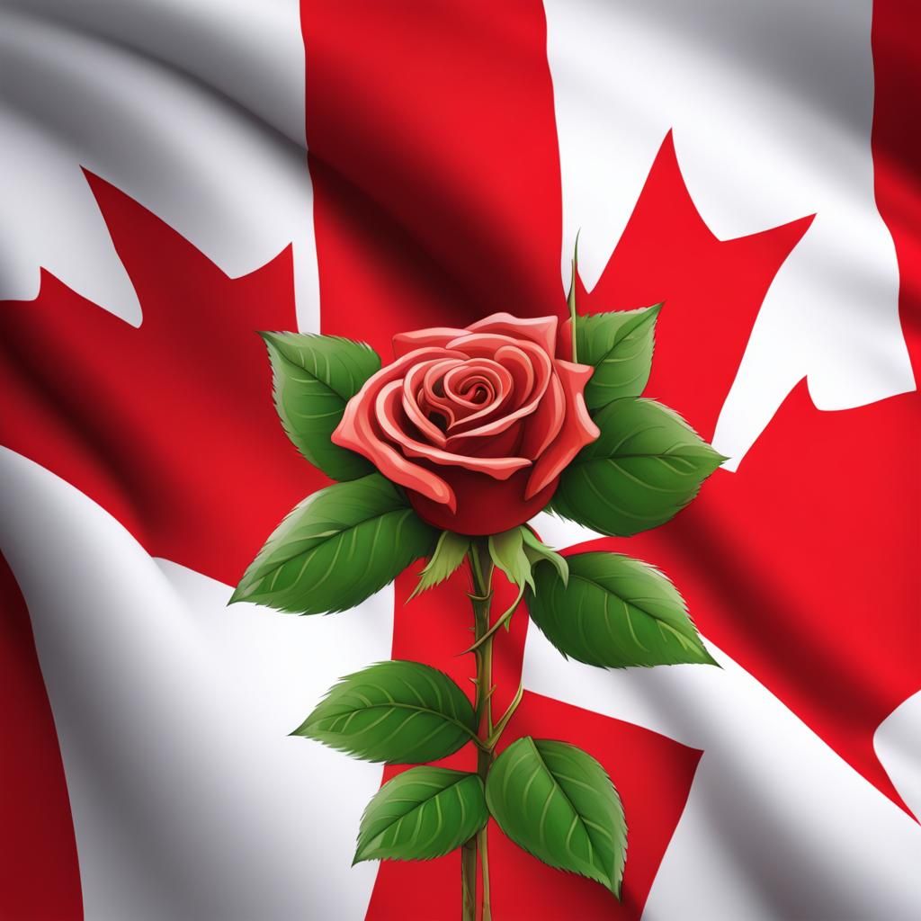 Canadian Flag with Rose