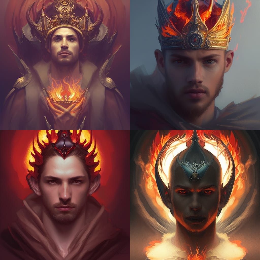 Fiery Crown: Hyperdetailed Portrait of a Young King