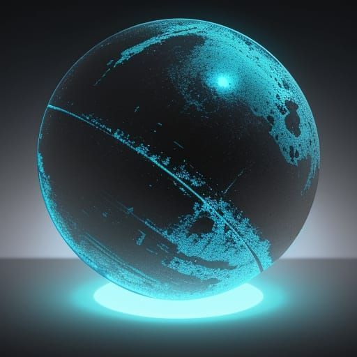 Eerie Bioluminescent Sphere in Digital Painting Style