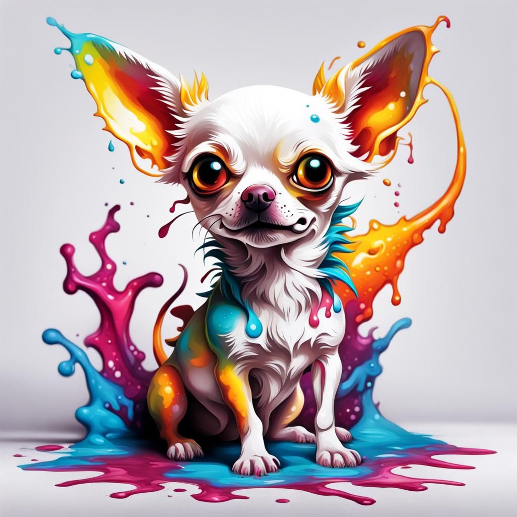 Cute Chihuahua Dragon in Graffiti Splash Art