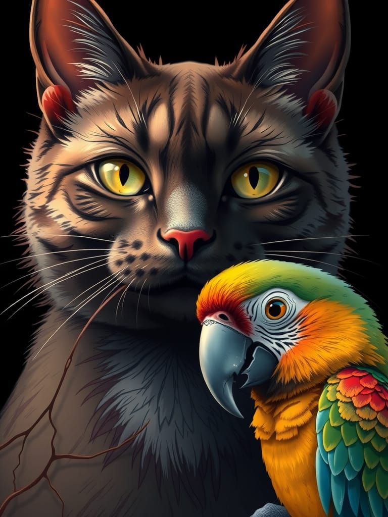 Burmese Cat Portrait in Intricate Digital Art