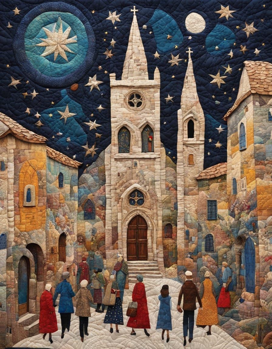 Midnight Mass at Palma Cathedral in Whimsical Medieval Style