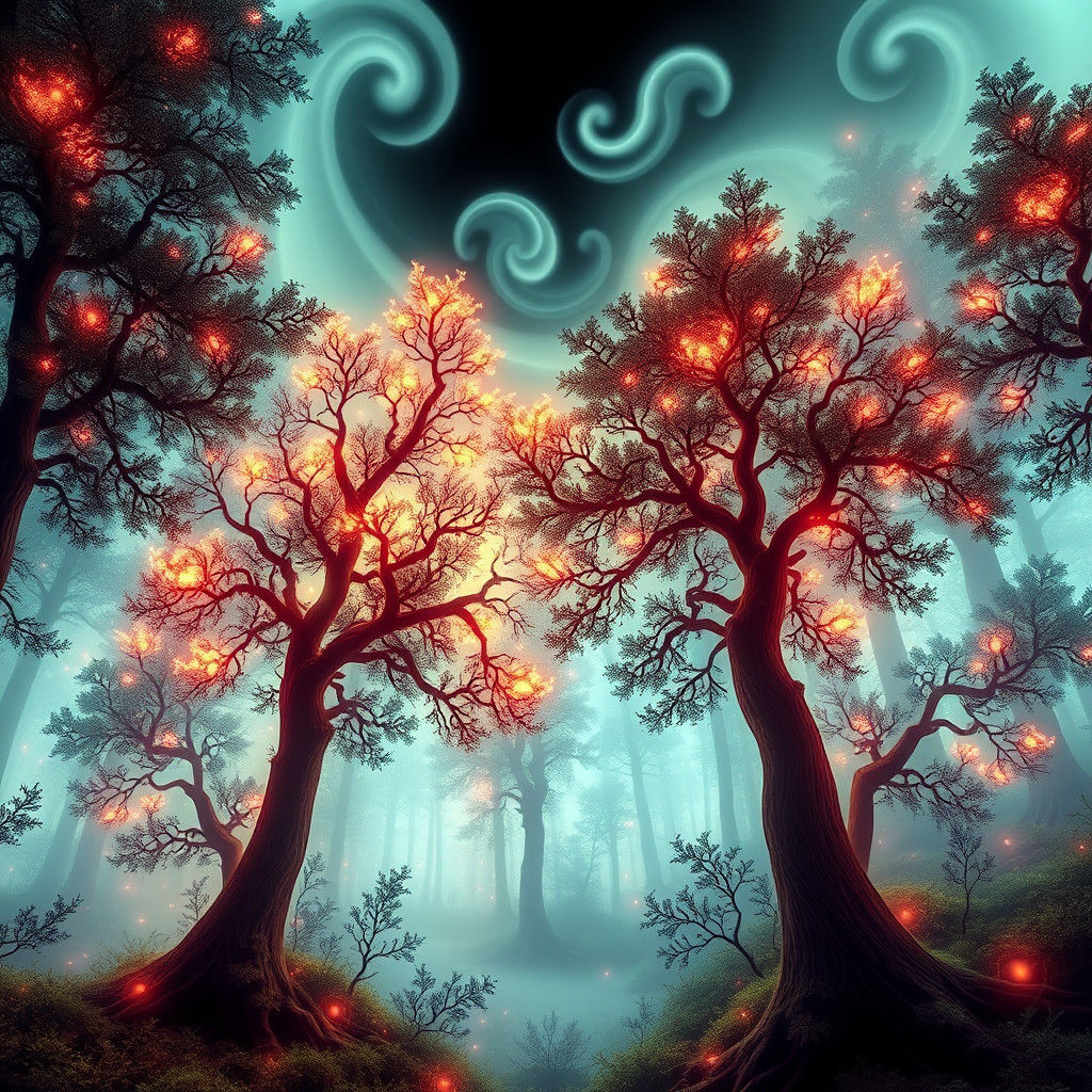 Glowing Hemlock Trees Thrive in Serene Ecosystem