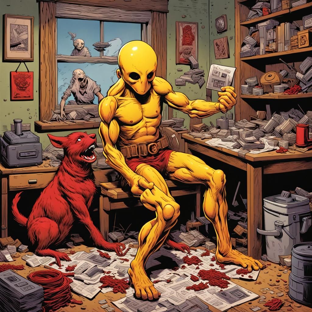Anthropomorphic Domestic Scenes in Comic Book Style