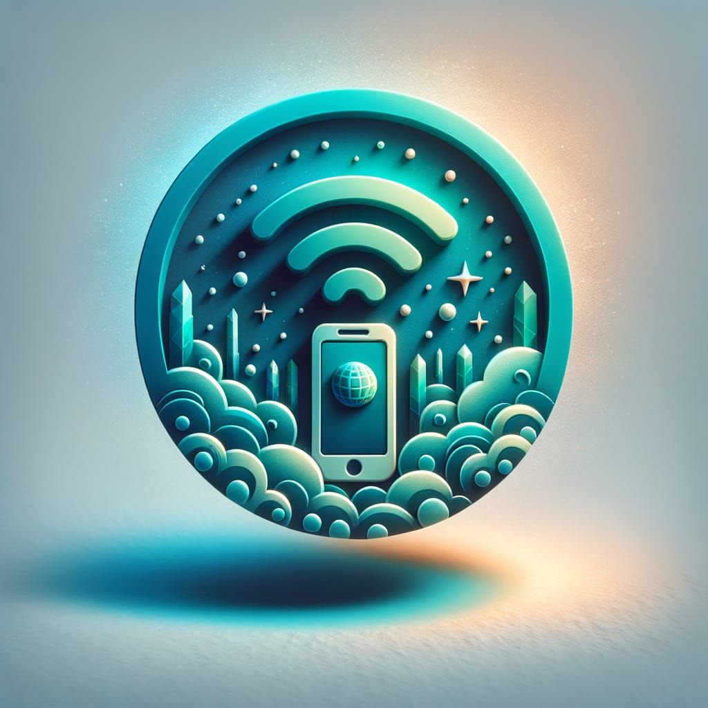 Minimalist Turquoise Logo with Mobile Phone Icon