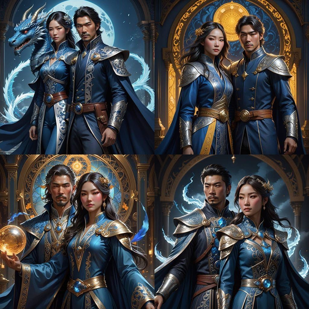 Ethereal Asian Wizard Garb in Triadic Hues