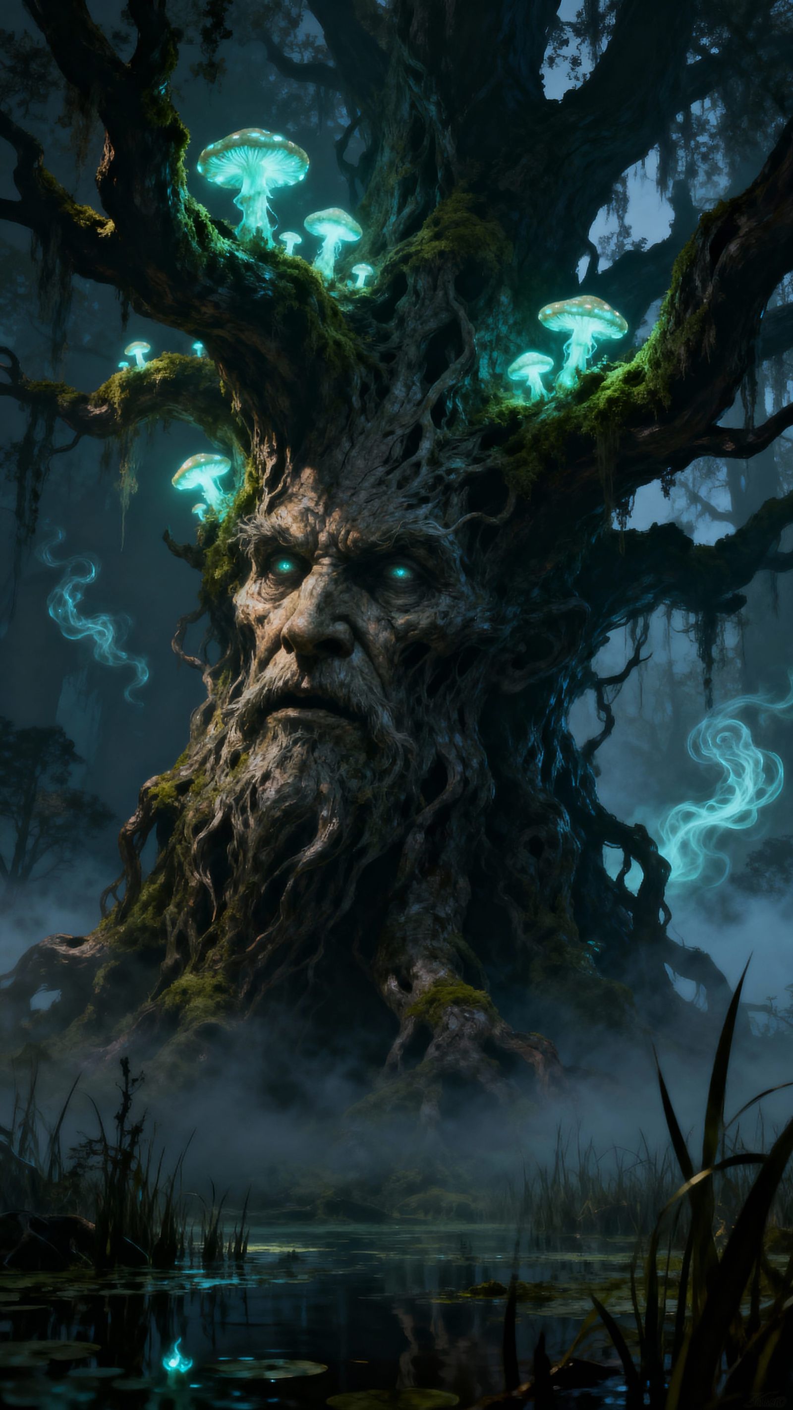Ancient Tree Spirit in Ethereal Swamp