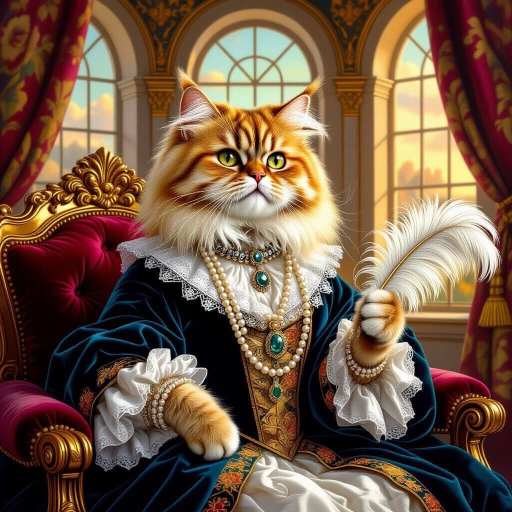 Renaissance Cat: Regal Portrait in Da Vinci Style