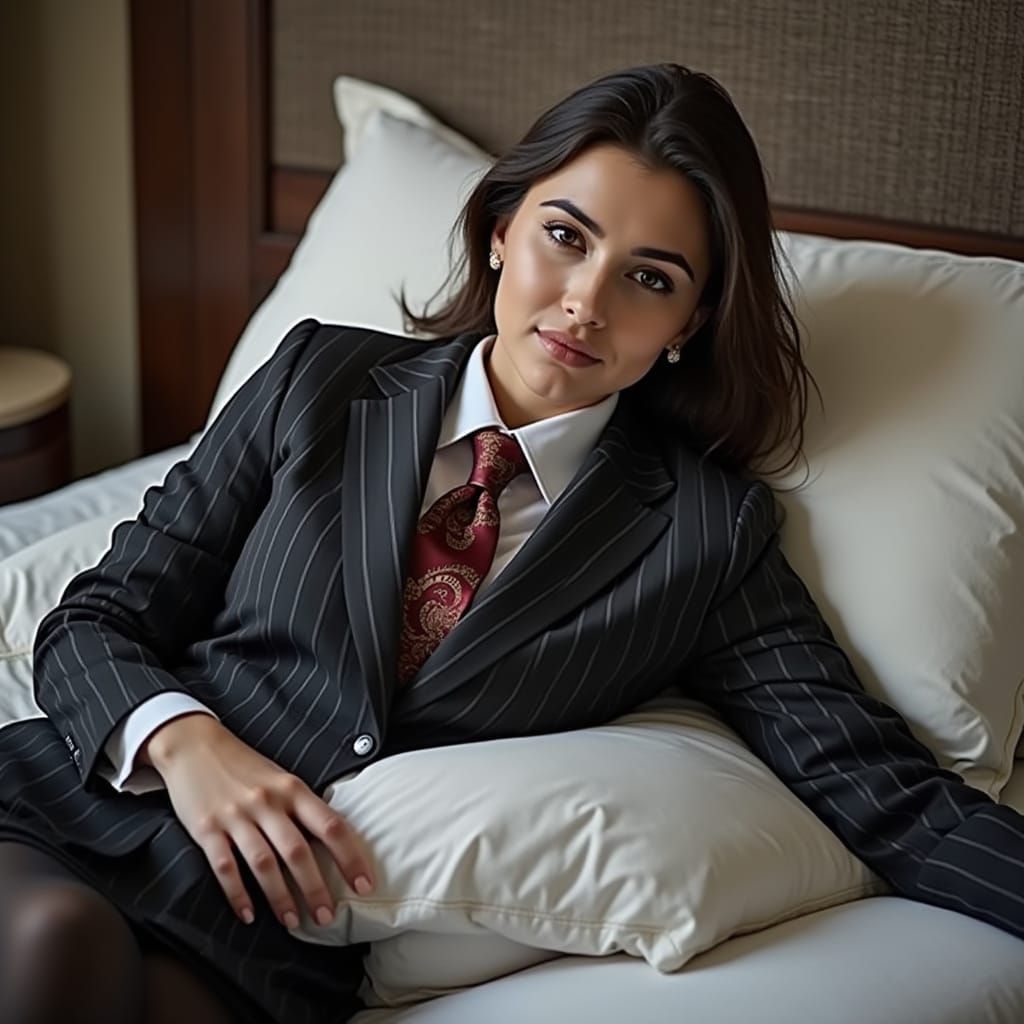 Elegant Businesswoman in Pinstripe Blazer