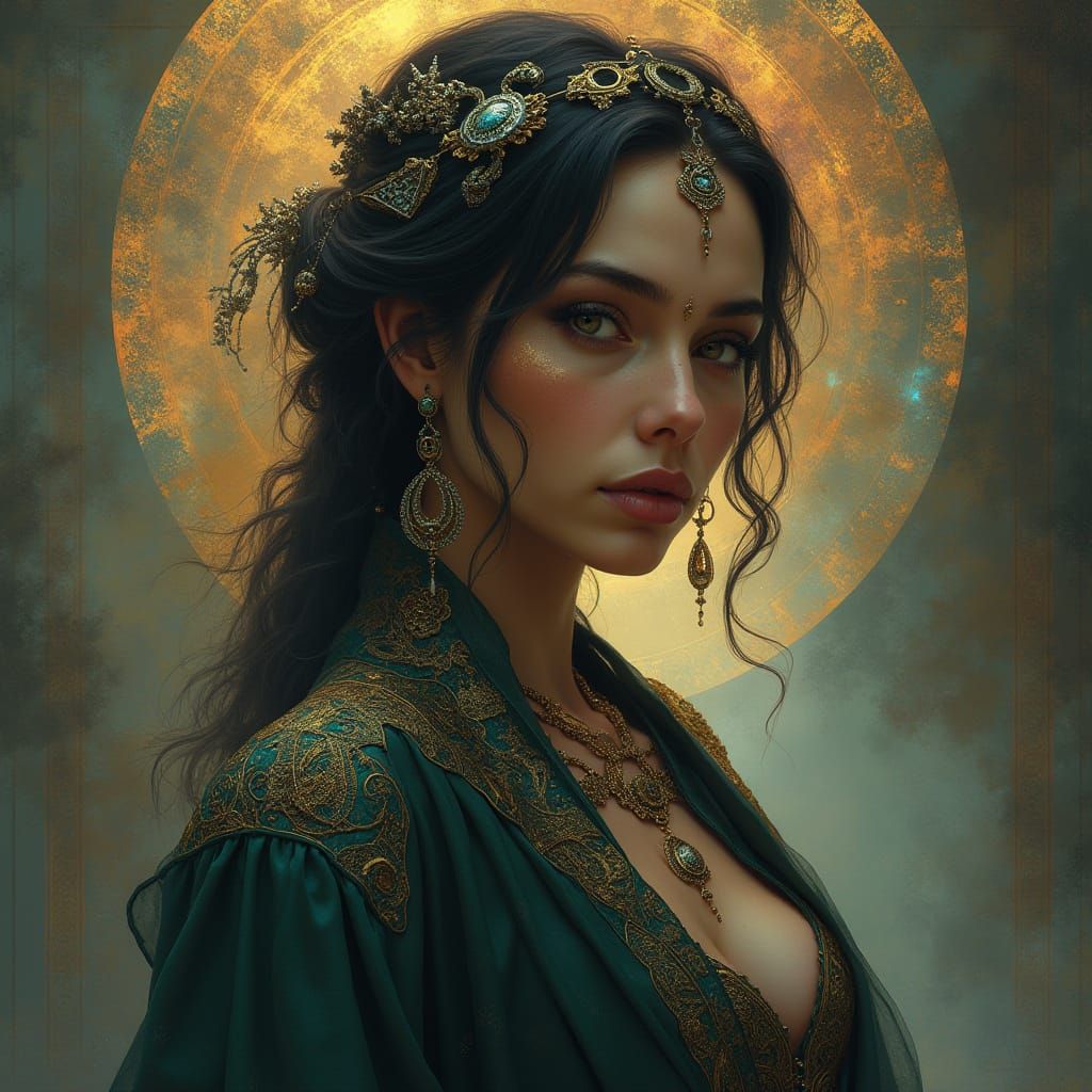 Mystical Ancestor in Art Nouveau-Inspired Concept Art