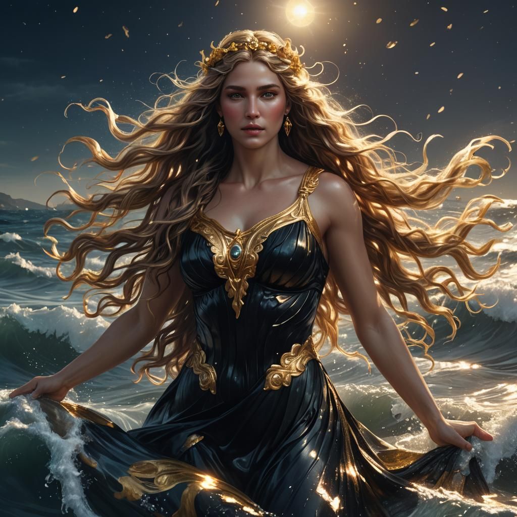 Aphrodite Emerges from the Sea: Greek Goddess Art