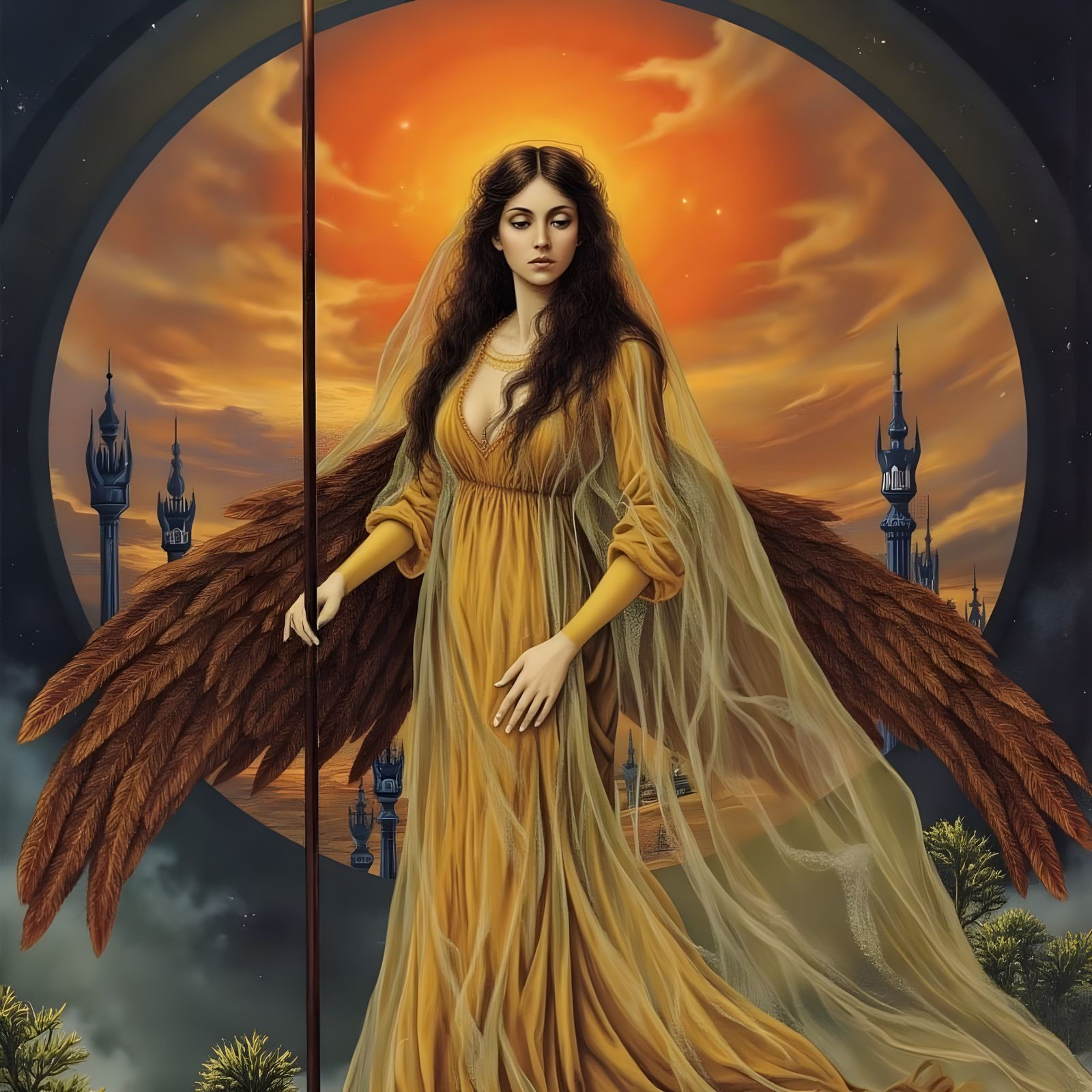 Goddess of the Desert Planet in Art Nouveau Style