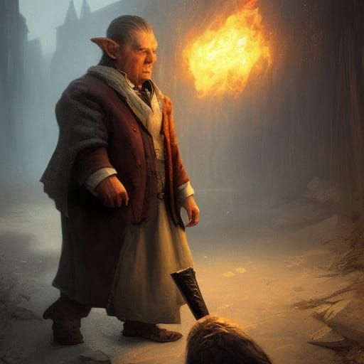 Hobbit Mobster in Dark Fantasy Style