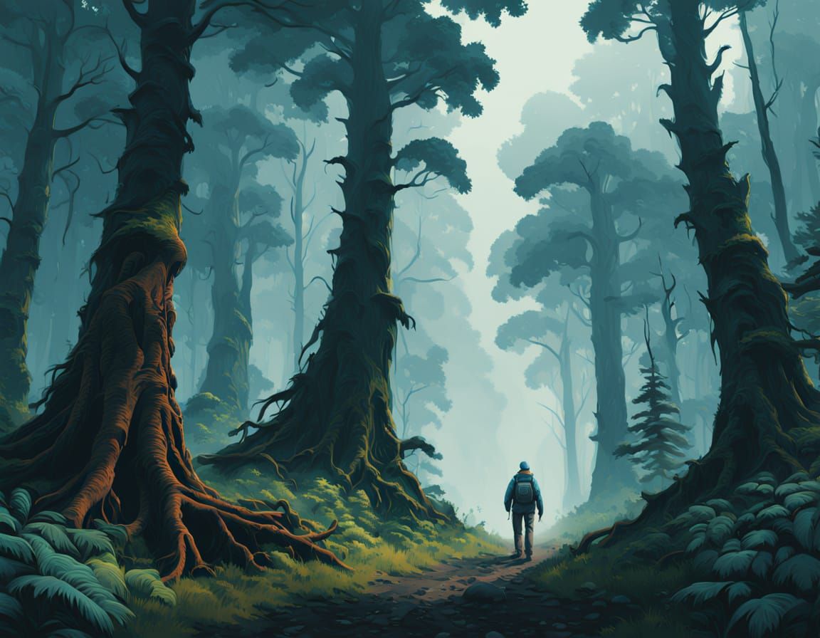 Epic Cinematic Forest Landscape in Moody, Muted Colors