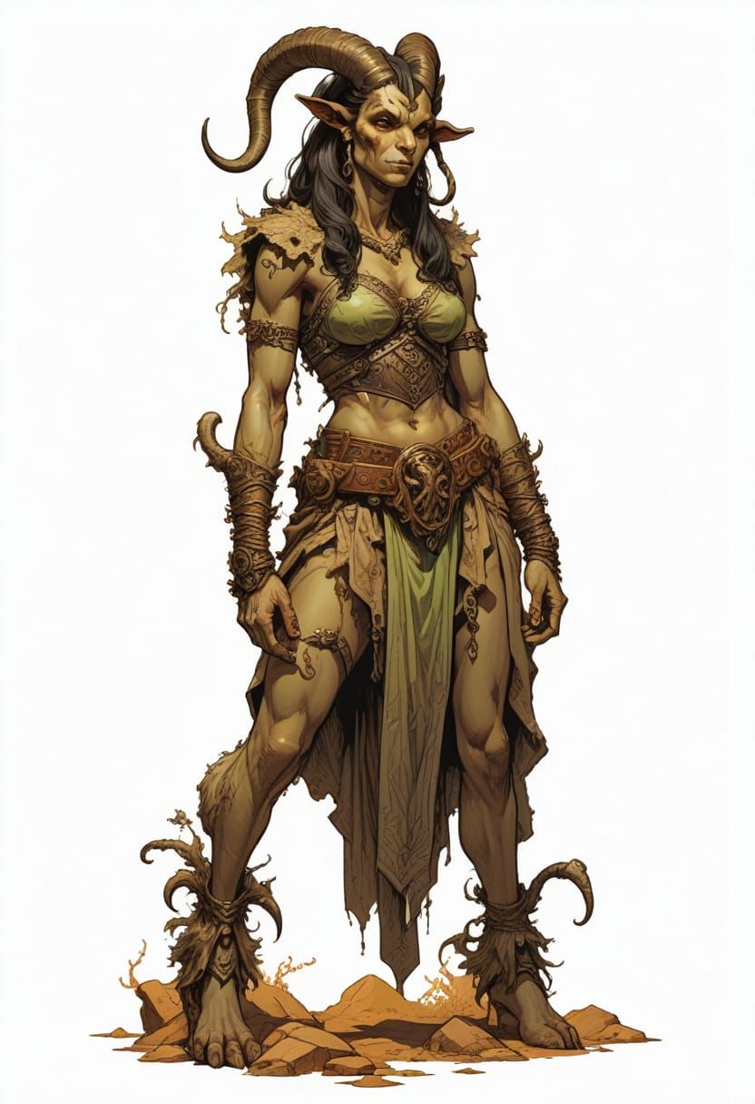 Female Satyr with Goat Legs, Detailed Illustration