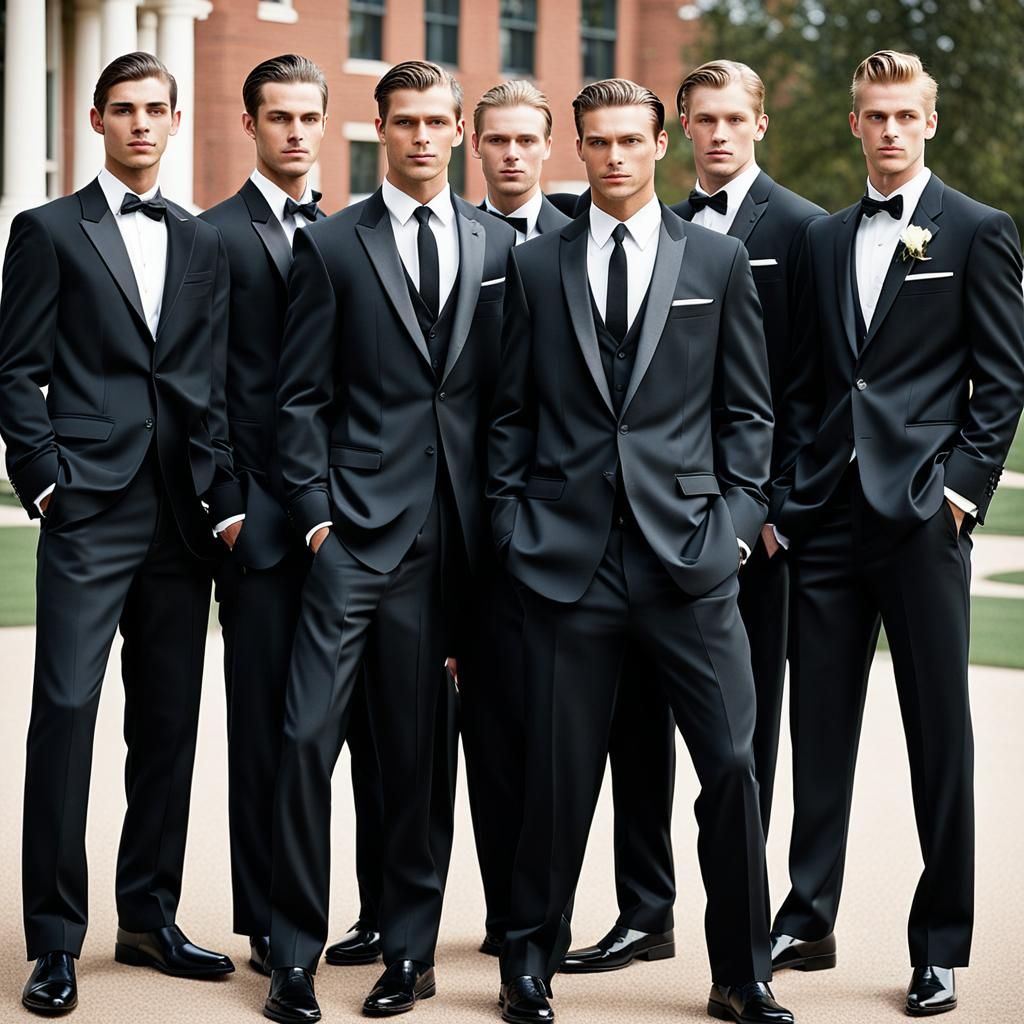 Formal Tuxedo Team Photo of Teen Boys