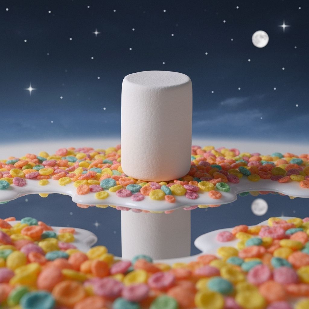 Marshmallow Moon on Fruity Pebble Bed